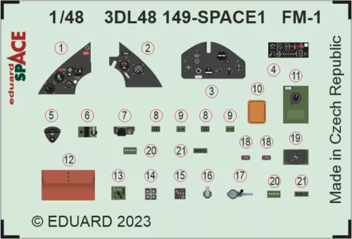 Eduard Accessories FM-1 SPACE 1/48 - SPACE 3D cockpit-részletező készlet