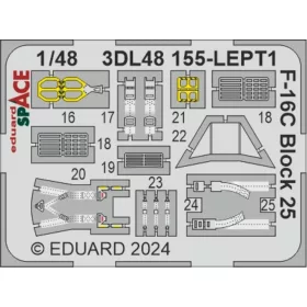   Eduard Accessories F-16C Block 25 SPACE 1/48 - SPACE 3D cockpit-részletező készlet