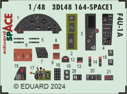Eduard Accessories F4U-1A SPACE 1/48 MAGIC FACTORY - SPACE 3D cockpit-részletező készlet