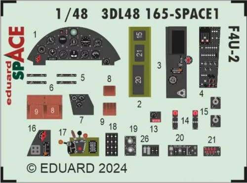 Eduard Accessories F4U-2 SPACE 1/48 MAGIC FACTORY - SPACE 3D cockpit-részletező készlet