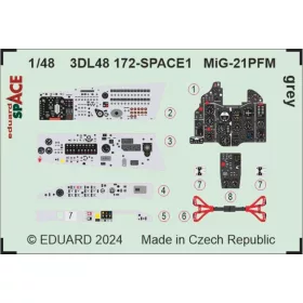   Eduard Accessories MiG-21PFM grey SPACE 1/48 EDUARD - SPACE 3D cockpit-részletező készlet