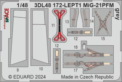Eduard Accessories MiG-21PFM grey SPACE 1/48 EDUARD - SPACE 3D cockpit-részletező készlet