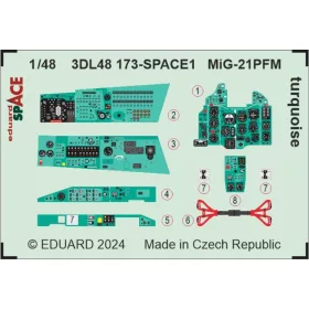   Eduard Accessories MiG-21PFM turquoise SPACE 1/48 EDUARD - SPACE 3D cockpit-részletező készlet