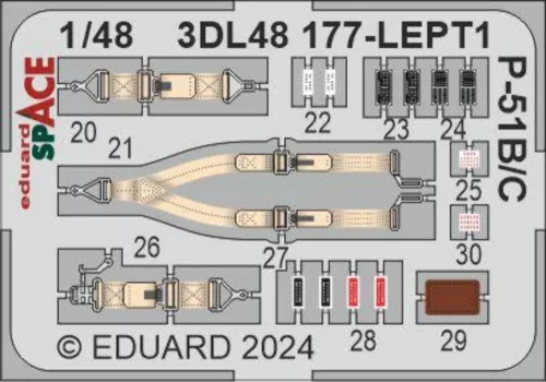 Eduard Accessories P-51B/C SPACE  EDUARD - SPACE 3D cockpit-részletező készlet