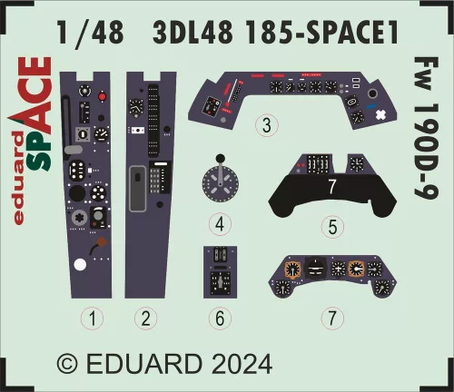 Eduard Accessories Fw 190D-9 SPACE 1048 - SPACE 3D cockpit-részletező készlet