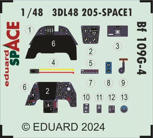 Eduard Accessories Bf 109G-4 SPACE  EDUARD - SPACE 3D cockpit-részletező készlet
