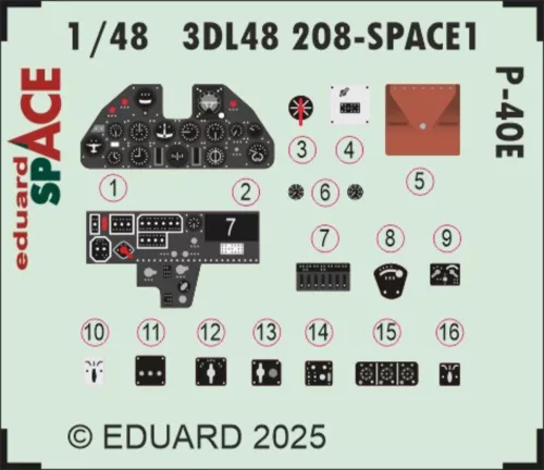 Eduard Accessories P-40E SPACE  EDUARD - SPACE 3D cockpit-részletező készlet