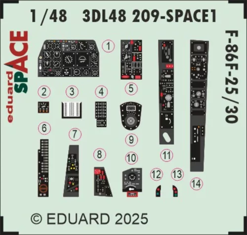 Eduard Accessories F-86F-25/30 SPACE  AIRFIX - SPACE 3D cockpit-részletező készlet