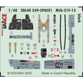   Eduard Accessories MiG-21F-13 black SPACE 1/48 for Eduard - SPACE 3D cockpit-részletező készlet