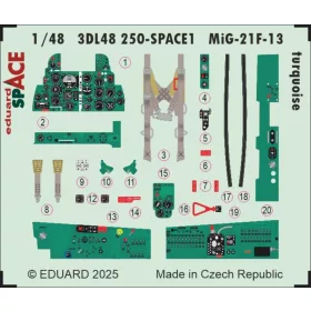   Eduard Accessories MiG-21F-13 turquoise SPACE 1/48 for Eduard - SPACE 3D cockpit-részletező készlet