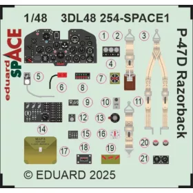   Eduard Accessories P-47D Razorback SPACE for Miniart - SPACE 3D cockpit-részletező készlet