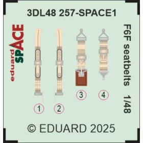   Eduard Accessories F6F seatbelts SPACE - SPACE 3D biztonságiöv-készlet