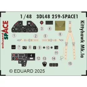   Eduard Accessories Kittyhawk Mk.Ia SPACE for Eduard - SPACE 3D cockpit-részletező készlet