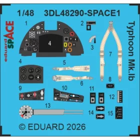   Eduard Accessories Typhoon Mk.Ib SPACE for Hasegawa / Hobby 2000 - SPACE 3D cockpit-részletező készlet