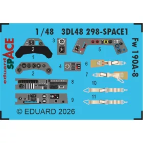   Eduard Accessories Fw 190A-8 SPACE for Hobby Boss - SPACE 3D cockpit-részletező készlet