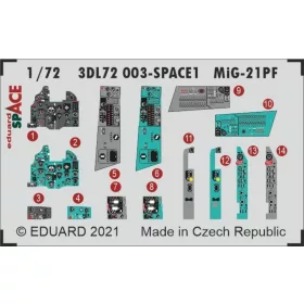   Eduard Accessories MiG-21PF SPACE 1/72 for EDUARD - SPACE 3D cockpit-részletező készlet