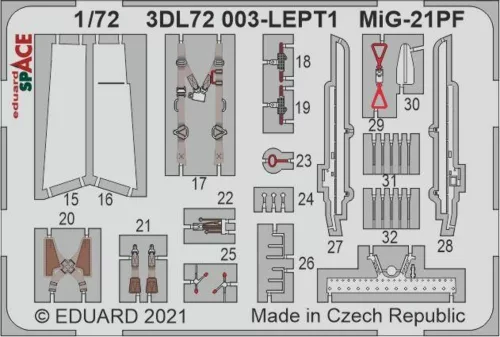 Eduard Accessories MiG-21PF SPACE 1/72 for EDUARD - SPACE 3D cockpit-részletező készlet