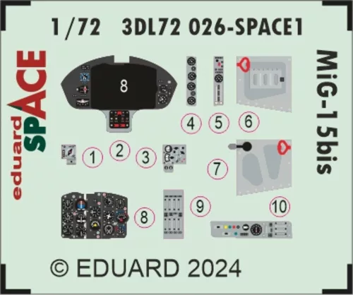 Eduard Accessories MiG-15bis SPACE 1/72 - SPACE 3D cockpit-részletező készlet