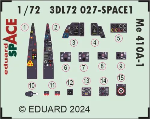Eduard Accessories Me 410A-1 SPACE 1/72 AIRFIX - SPACE 3D cockpit-részletező készlet
