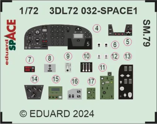 Eduard Accessories SM.79 SPACE  ITALERI - SPACE 3D cockpit-részletező készlet