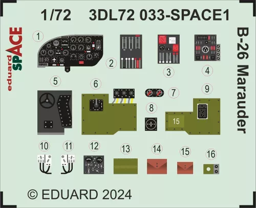 Eduard Accessories B-26 Marauder SPACE  HASEGAWA / EDUARD - B-26 Marauder HASEGAWA – SPACE 3D cockpit-részletező készlet