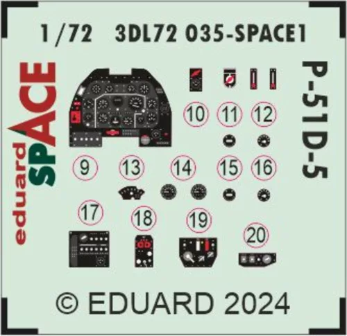 Eduard Accessories P-51D-5 SPACE - SPACE 3D cockpit-részletező készlet