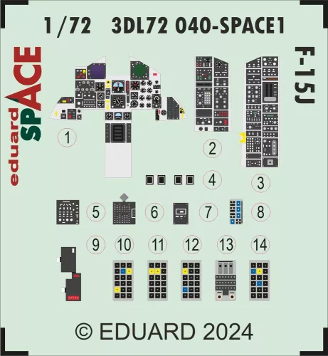 Eduard Accessories F-15J SPACE 1/72 - SPACE 3D cockpit-részletező készlet