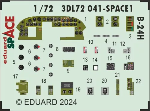 Eduard Accessories B-24H SPACE 1/72 - SPACE 3D cockpit-részletező készlet