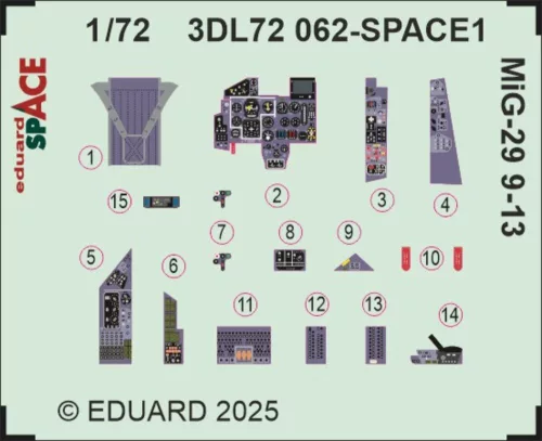 Eduard Accessories MiG-29 9-13 SPACE  GREAT WALL HOBBY - SPACE 3D cockpit-részletező készlet