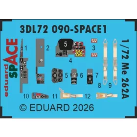   Eduard Accessories Me 262A SPACE 1/72 for Arma Hobby - SPACE 3D cockpit-részletező készlet