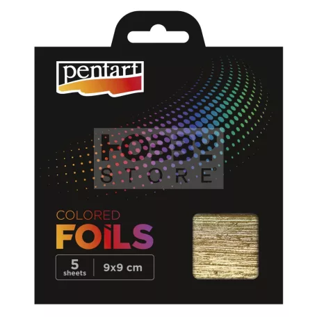 Pentart - Színes fólia lap 9x9 cm 5 lap/csomag barokkarany 40112