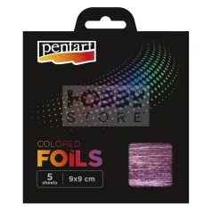 Pentart - Színes fólia lap 9x9 cm 5 lap/csomag pink 40114
