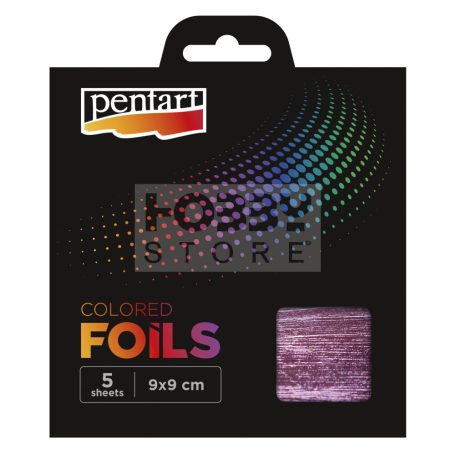 Pentart - Színes fólia lap 9x9 cm 5 lap/csomag pink 40114