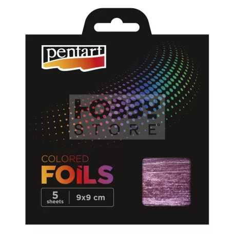 Pentart - Színes fólia lap 9x9 cm 5 lap/csomag pink 40114