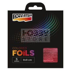 Pentart - Színes fólia lap 9x9 cm 5 lap/csomag piros 40115