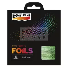 Pentart - Színes fólia lap 9x9 cm 5 lap/csomag zöld 40117