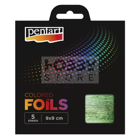 Pentart - Színes fólia lap 9x9 cm 5 lap/csomag zöld 40117