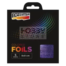   Pentart - Színes fólia lap 9x9 cm 5 lap/csomag sötétlila 40118
