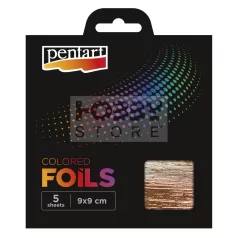   Pentart - Színes fólia lap 9x9 cm 5 lap/csomag rózsaarany 40119