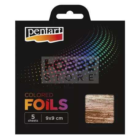 Pentart - Színes fólia lap 9x9 cm 5 lap/csomag rózsaarany 40119