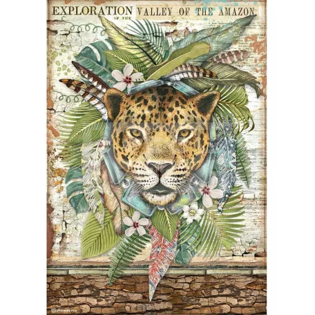 Stamperia A4 rizspapír csom.- Amazónia jaguár - DFSA4530