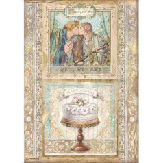   Stamperia A4 rizspapír csom.- Csipkerózsika sütis keretek - DFSA4573