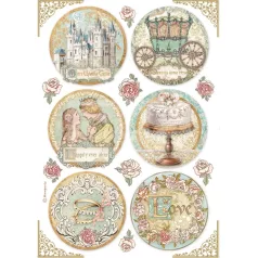   Stamperia A4 rizspapír csom.- Csipkerózsika körök - DFSA4576