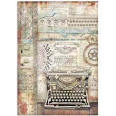  Stamperia A4 rizspapír csom.- Lady Vagabond életstílus írógép - DFSA4646