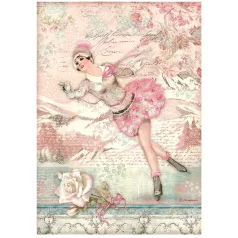   Stamperia A4 rizspapír csom.- Sweet winter ice skater - DFSA4725