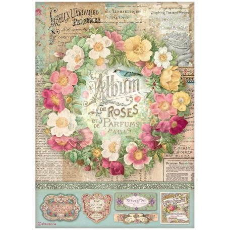 Stamperia A4 rizspapír csom.- Rose Parfum Album de roses - DFSA4734