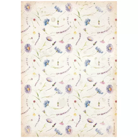 Stamperia A4 rizspapír csom.-  Create Happiness Welcome Home blue flowers - DFSA4742