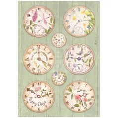   Stamperia A4 rizspapír csom.-  Create Happiness Welcome Home clocks - DFSA4743