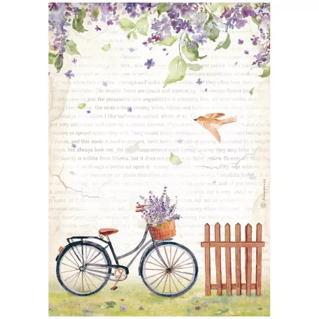 Stamperia A4 rizspapír csom.-  Create Happiness Welcome Home bicycle - DFSA4744