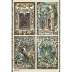   Stamperia A4 rizspapír csom.-  Magic Forest cards - DFSA4751
